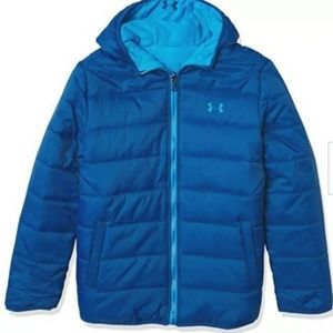 Brand New Under Armour Boys Reversible Pronto Puffer Jacket Graphite Blue Size 4